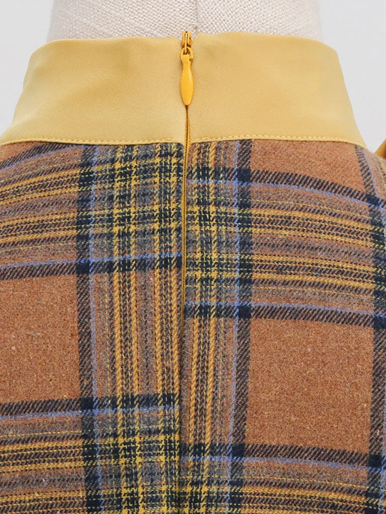 Big BowKnot Plaid 3/4 Sleeve 1950S Vintage Dress With Pockets Inspired by Clueless Cher Horowitz