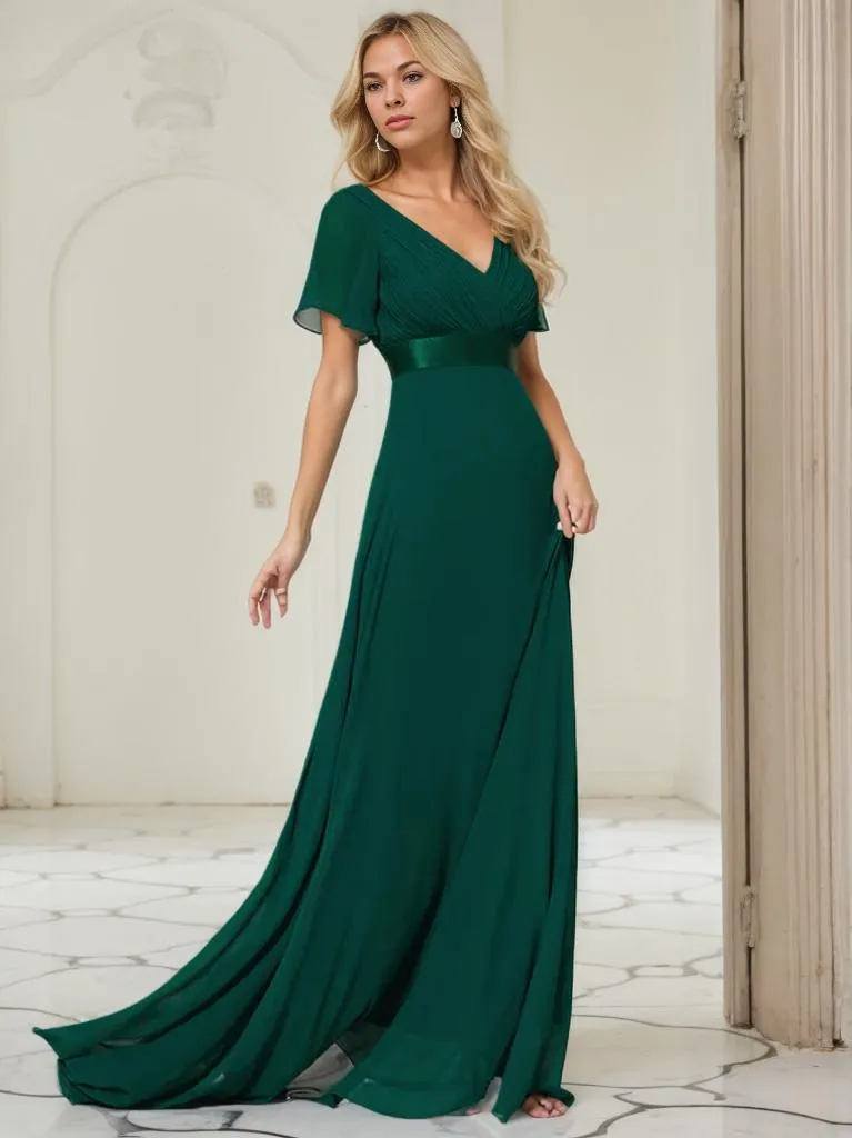 Billie flutter sleeve dress in emerald green s26 Express NZ wide
