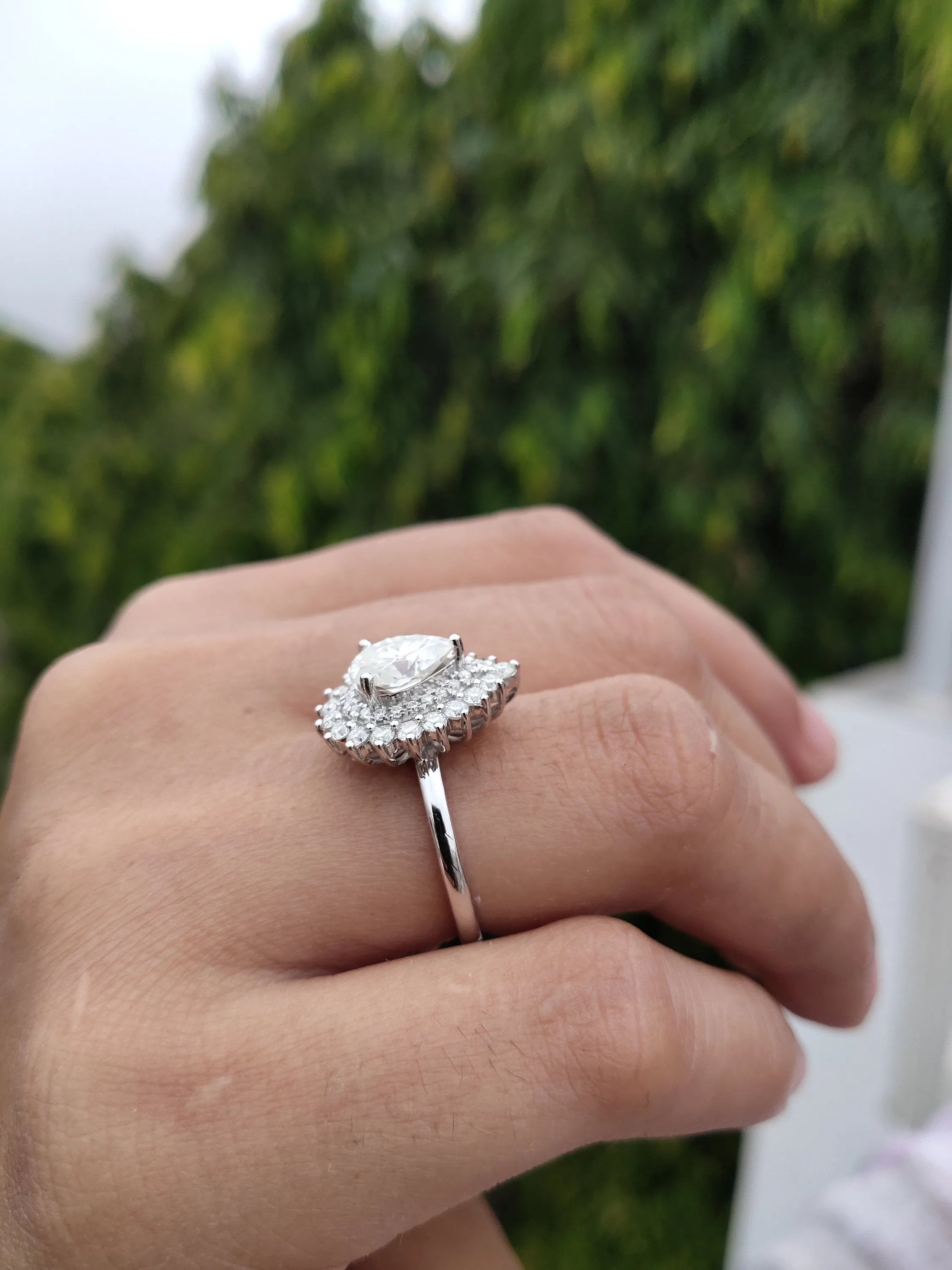 Black friday sale Pear cut Moissanite engagement ring art deco silver/white gold unique ring diamond wedding promise ring christmas gift