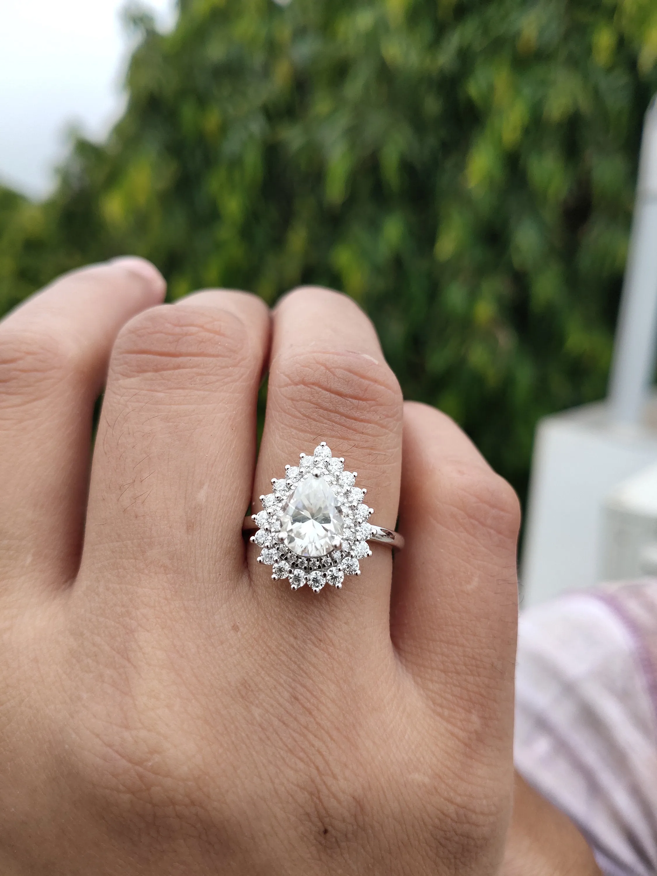 Black friday sale Pear cut Moissanite engagement ring art deco silver/white gold unique ring diamond wedding promise ring christmas gift