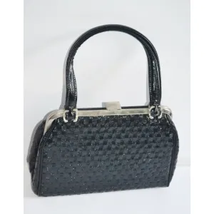 Black Simulated Straw Purse