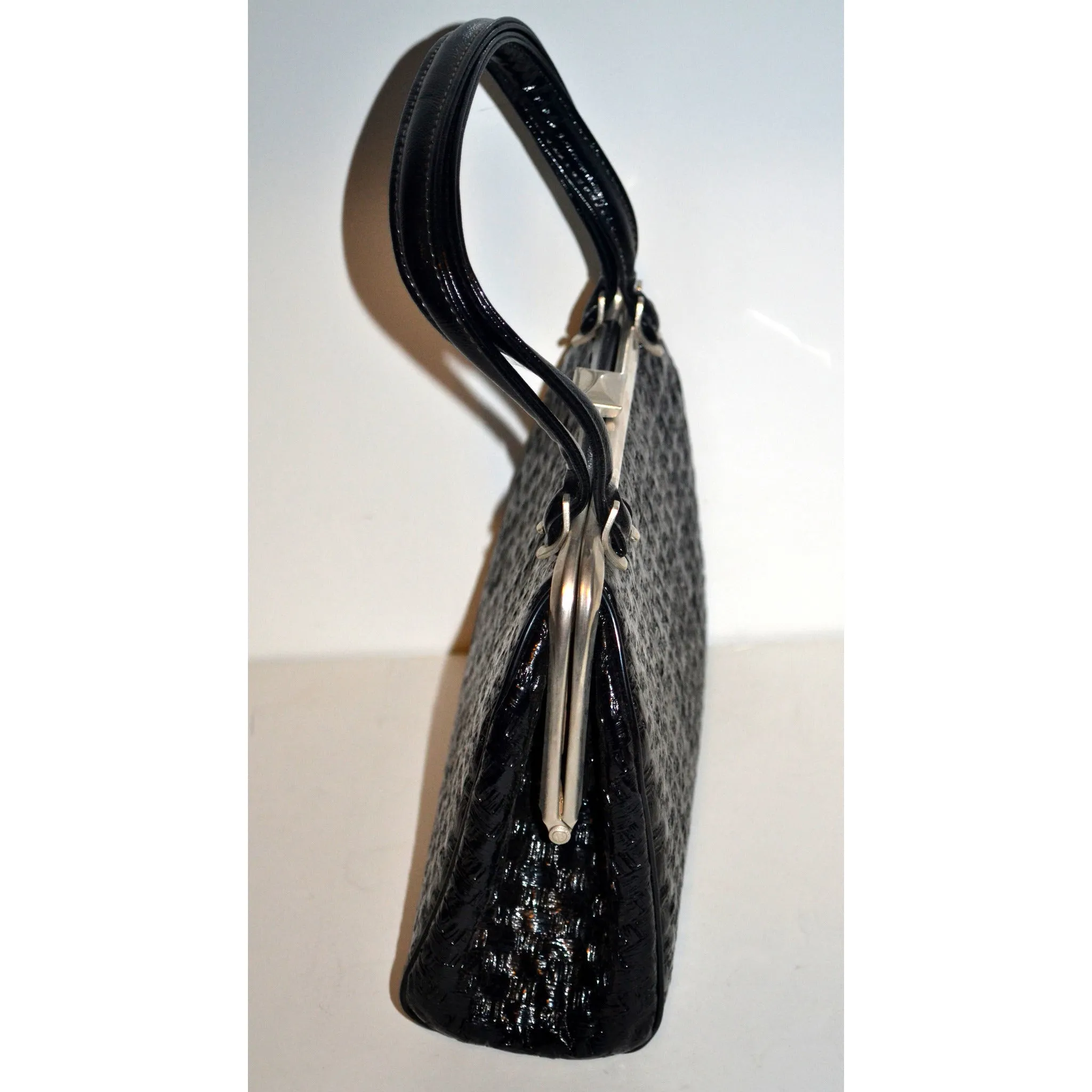 Black Simulated Straw Purse