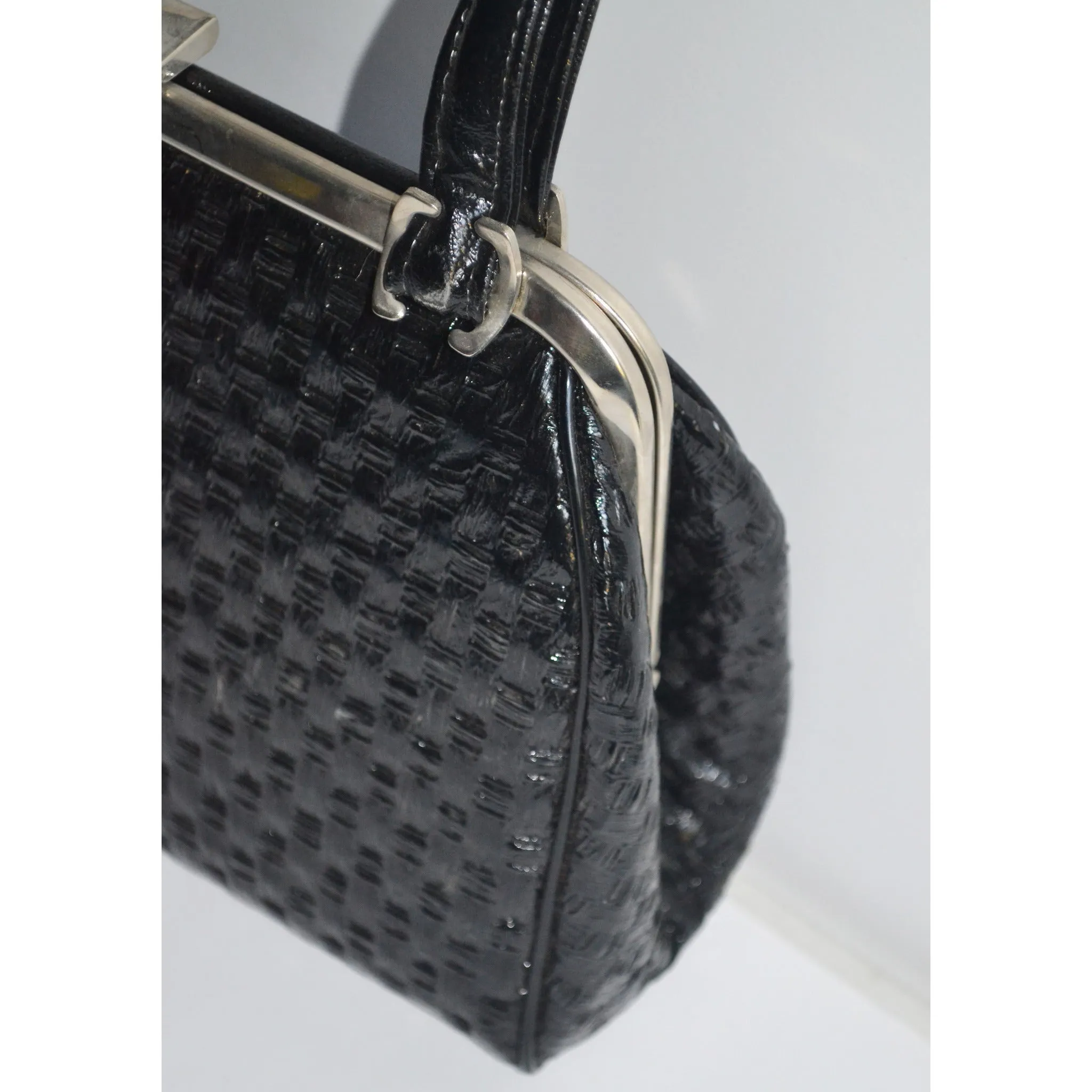 Black Simulated Straw Purse