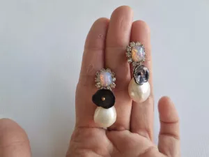black tie | baroque pearlblack keshi  vintage stud earrings