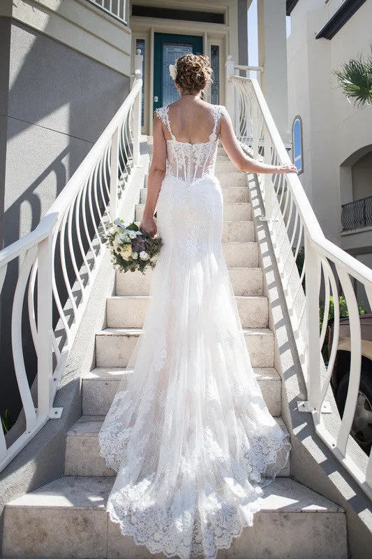 Blush Pink Mermaid Wedding Dress (#Nicole)