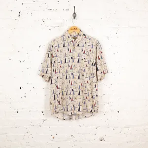 Boats Hawaiian Print Shirt - Beige - L