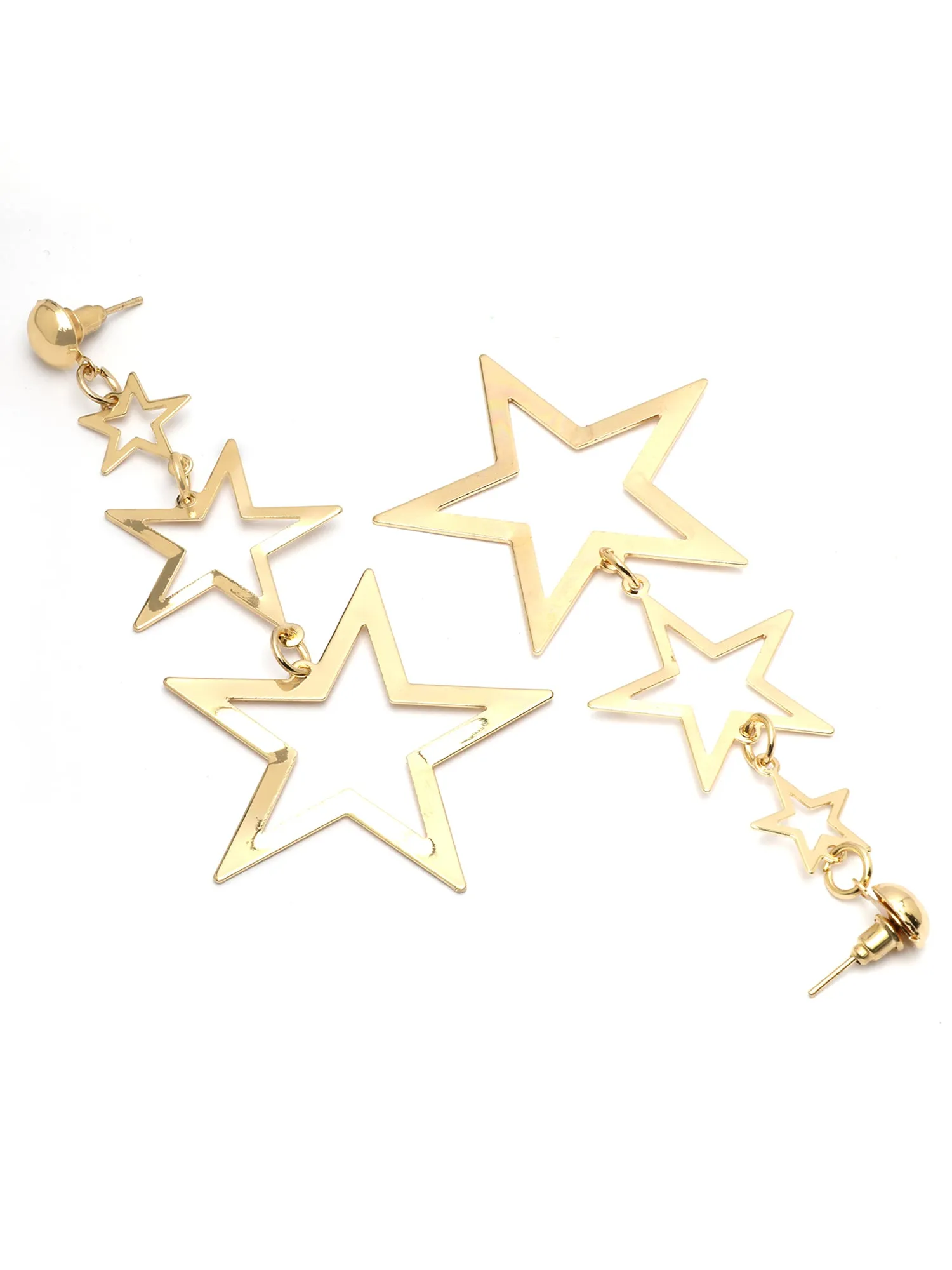 Bohey by KARATCART Gold Plated Graduating Star Design Dangler Earrings