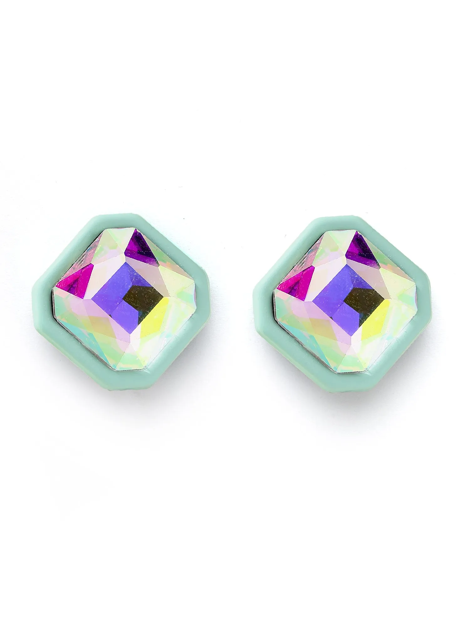 Bohey by KARATCART Light Blue Matte Finish Rhinestone Stud Earrings for Women