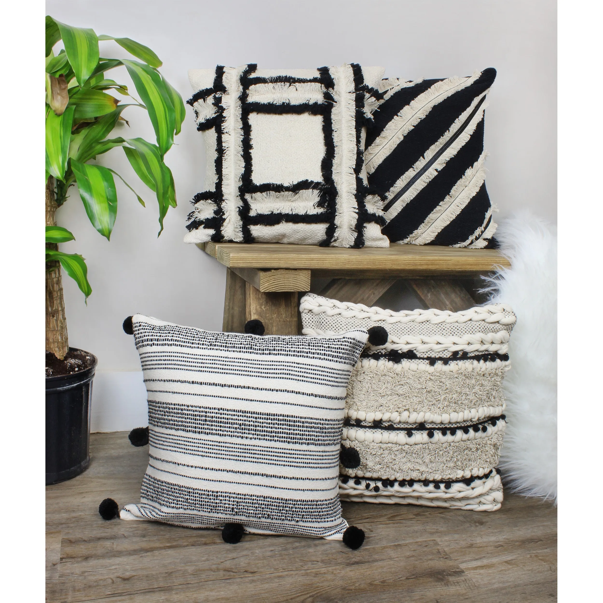 Boho Farmhouse Throw Pillow Covers (Case of 4)