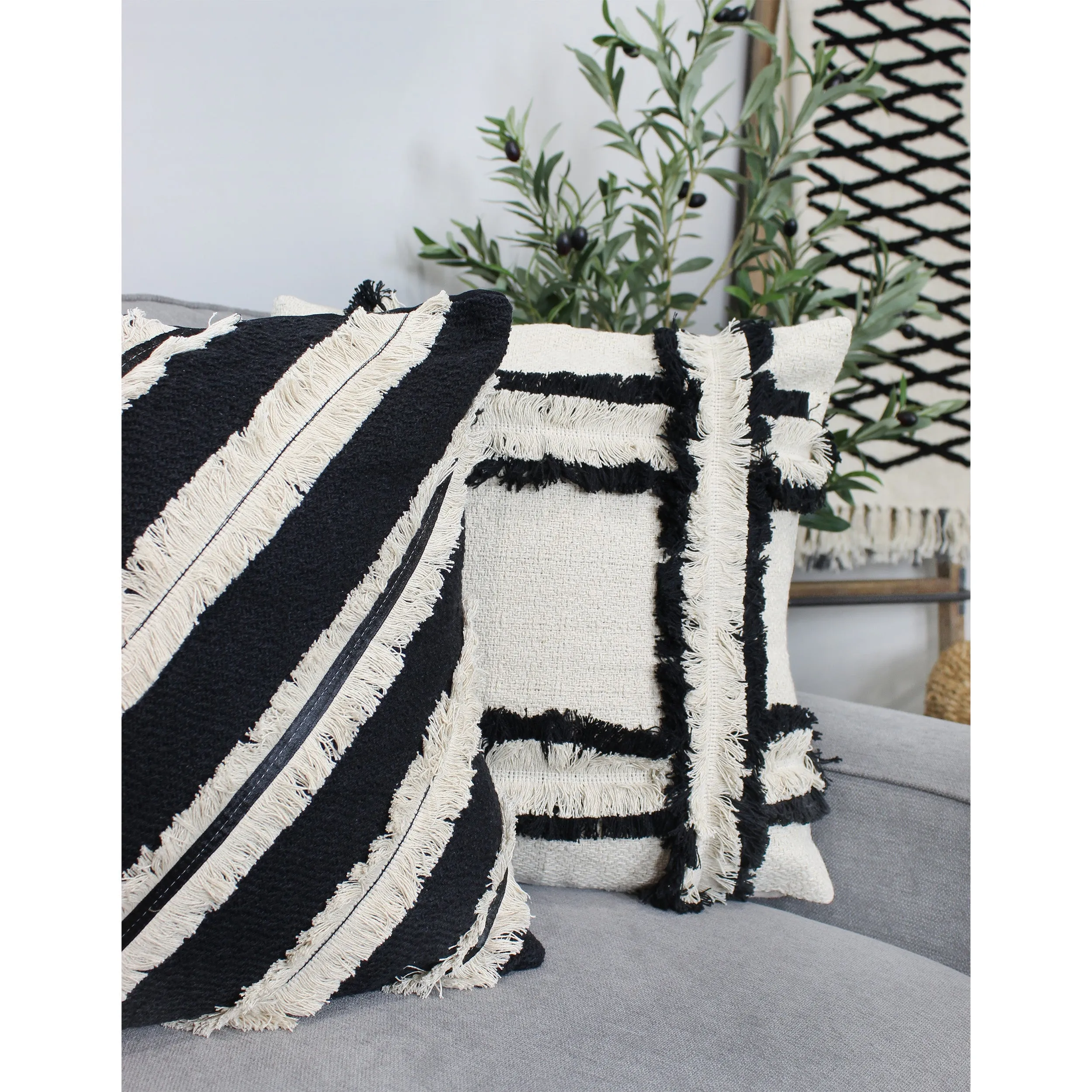Boho Farmhouse Throw Pillow Covers (Case of 4)