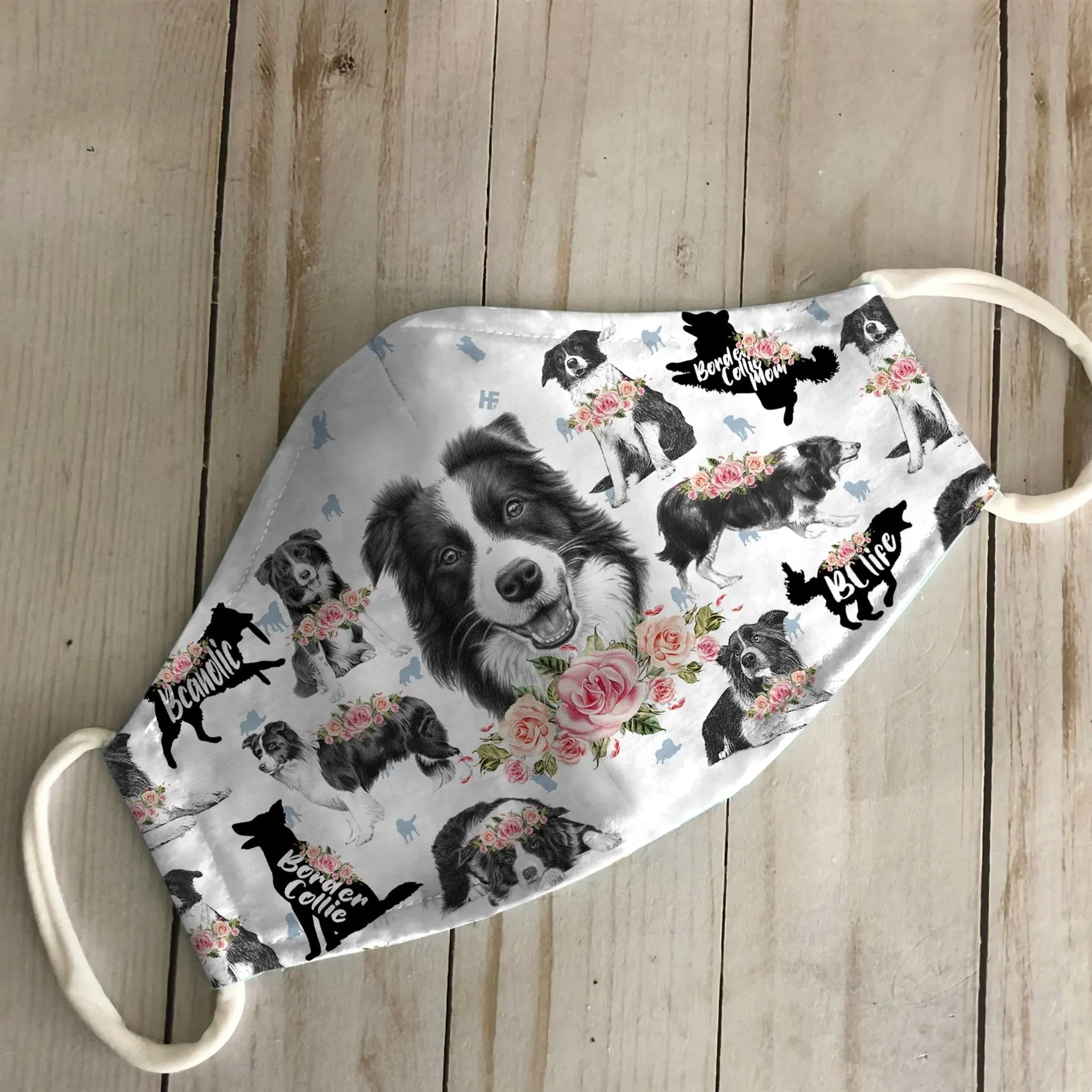 Border Collie Floral Vintage EZ07 2606 Face Mask