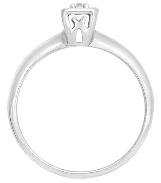 Breana Vintage Heirloom Square Illusion Diamond Engagement Ring in 14 Karat White Gold