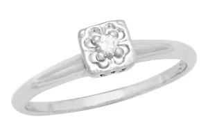 Breana Vintage Heirloom Square Illusion Diamond Engagement Ring in 14 Karat White Gold
