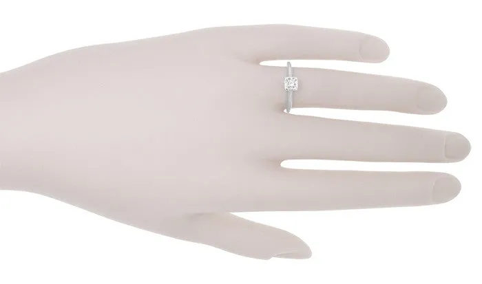 Breana Vintage Heirloom Square Illusion Diamond Engagement Ring in 14 Karat White Gold