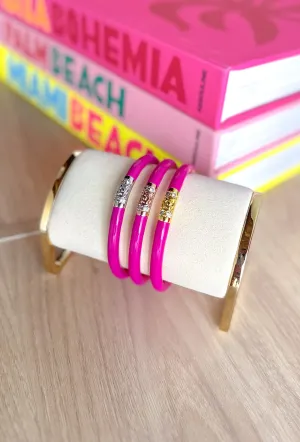 BUDHAGIRL Three Kings All Weather Bangles in Epic Pink
