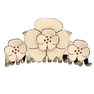 Camellia Triple Crystal Extra Large Ivory Claw Clip