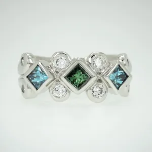 Caribbean Dreams Blue and Green Diamond Lace Ring