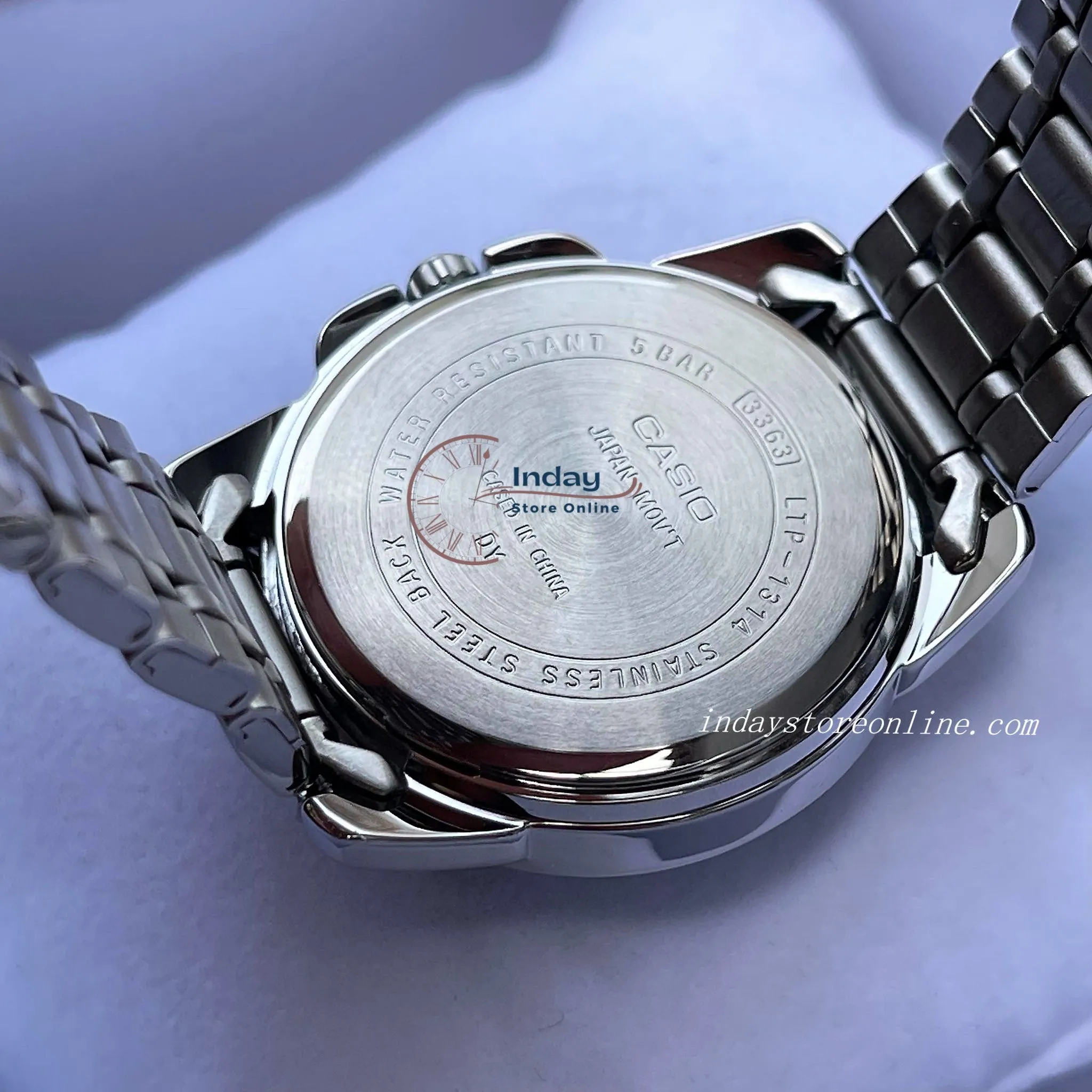 Casio Fashion Women's Watch LTP-1314D-1A  Silver/Black Stainless Steel Band Mineral Glass Triple-fold Clasp