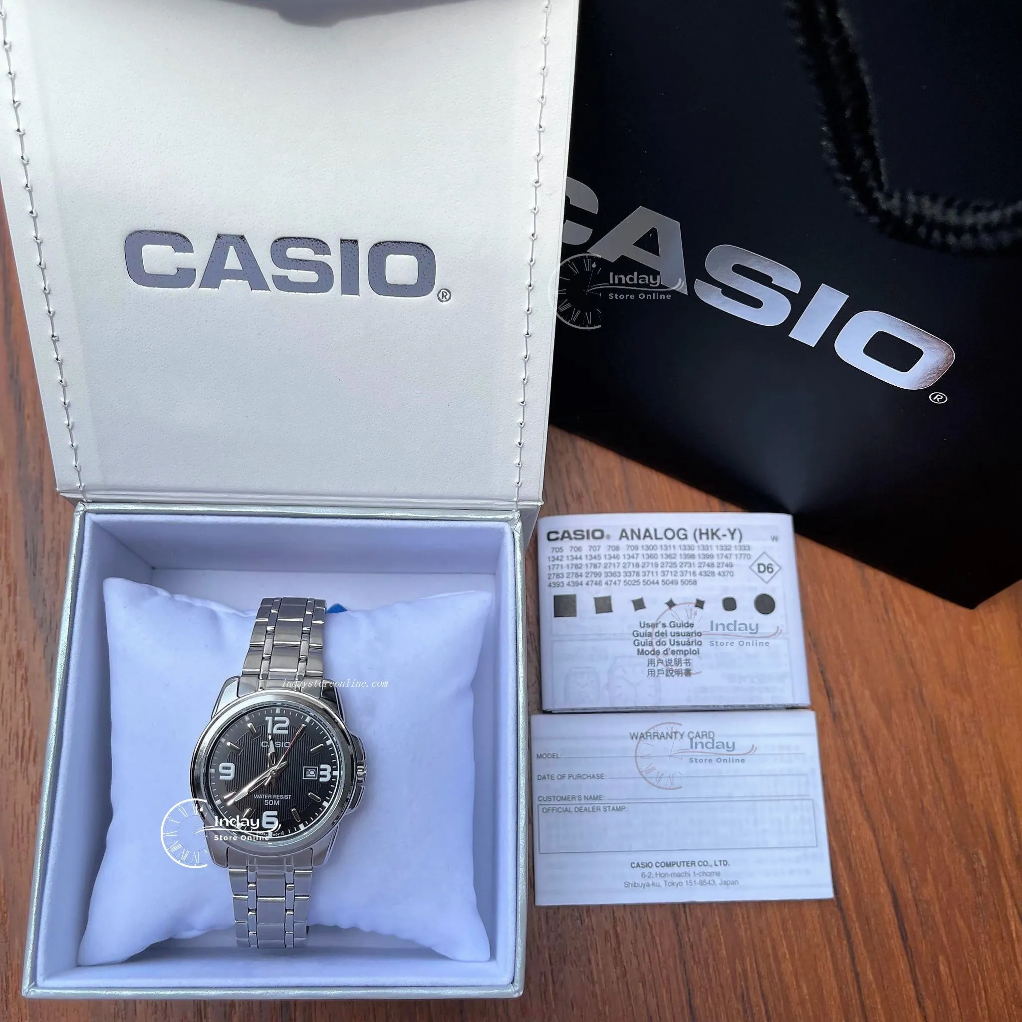 Casio Fashion Women's Watch LTP-1314D-1A  Silver/Black Stainless Steel Band Mineral Glass Triple-fold Clasp