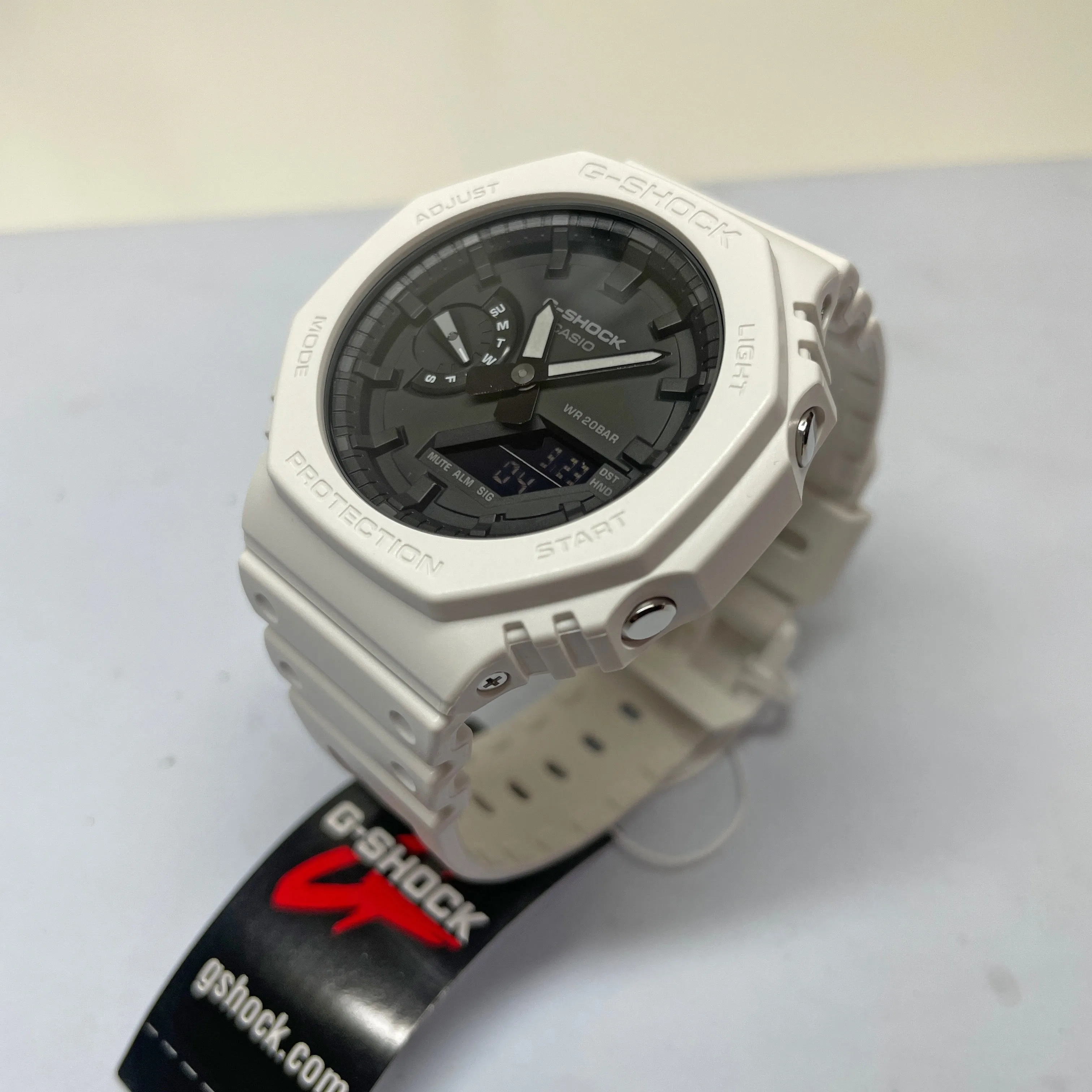 Casio G-Shock White Watch Black Dial CasiOak GA2100 Series GA2100-7A