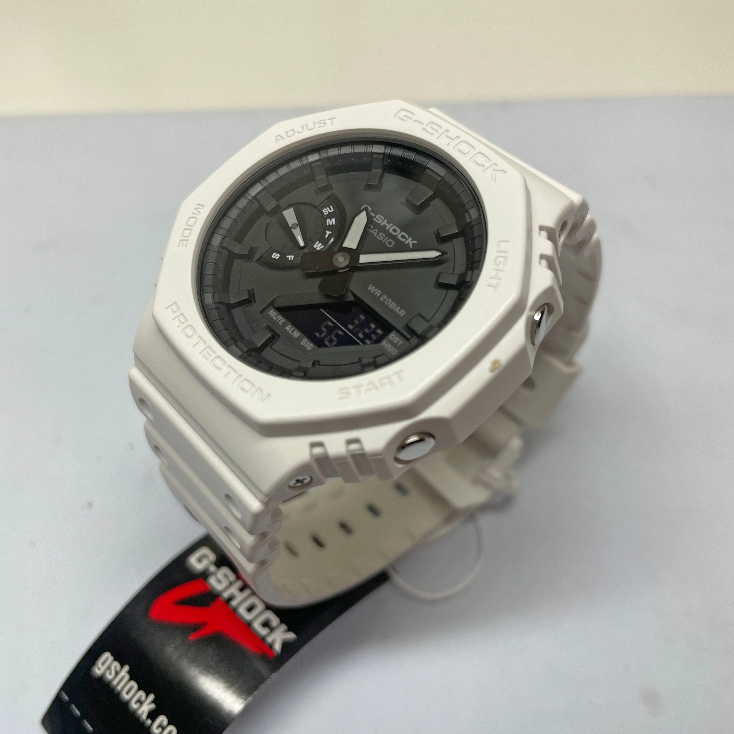 Casio G-Shock White Watch Black Dial CasiOak GA2100 Series GA2100-7A
