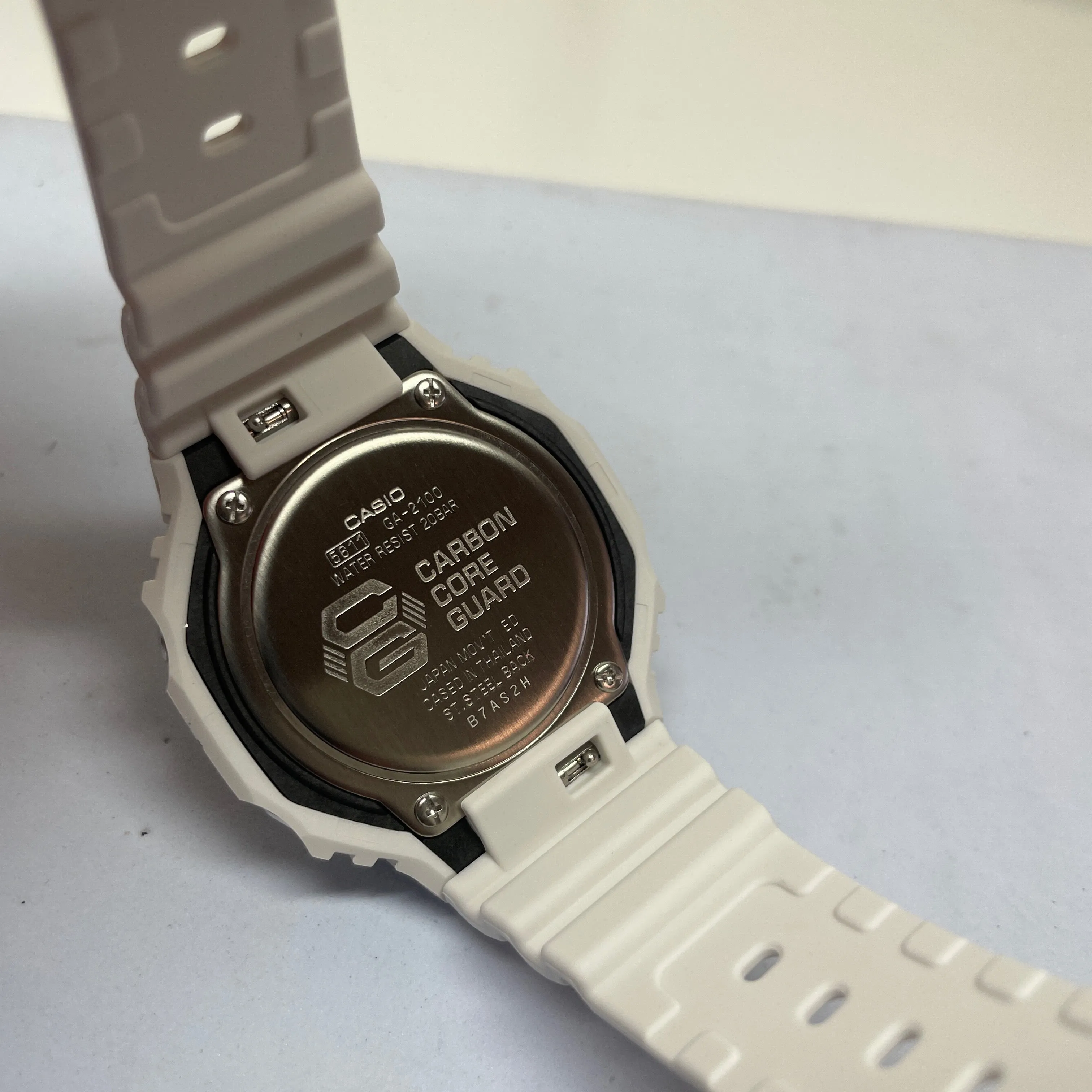 Casio G-Shock White Watch Black Dial CasiOak GA2100 Series GA2100-7A