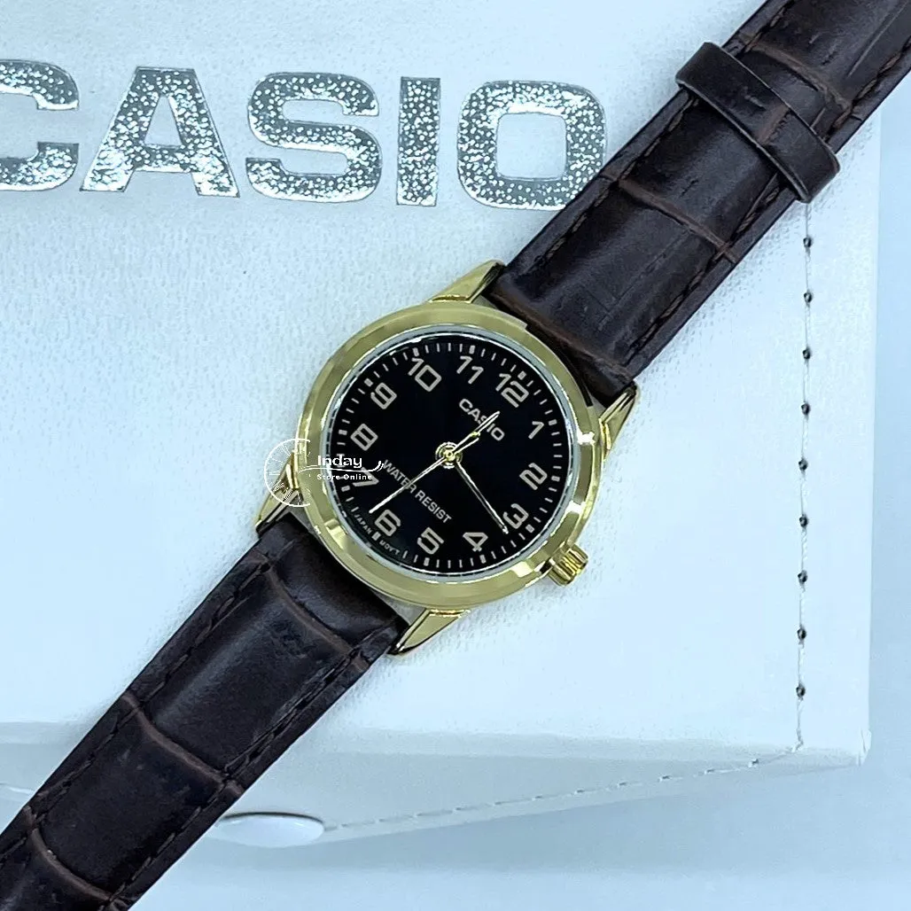 Casio Standard Women's Watch LTP-V001GL-1B Brown Leather Strap