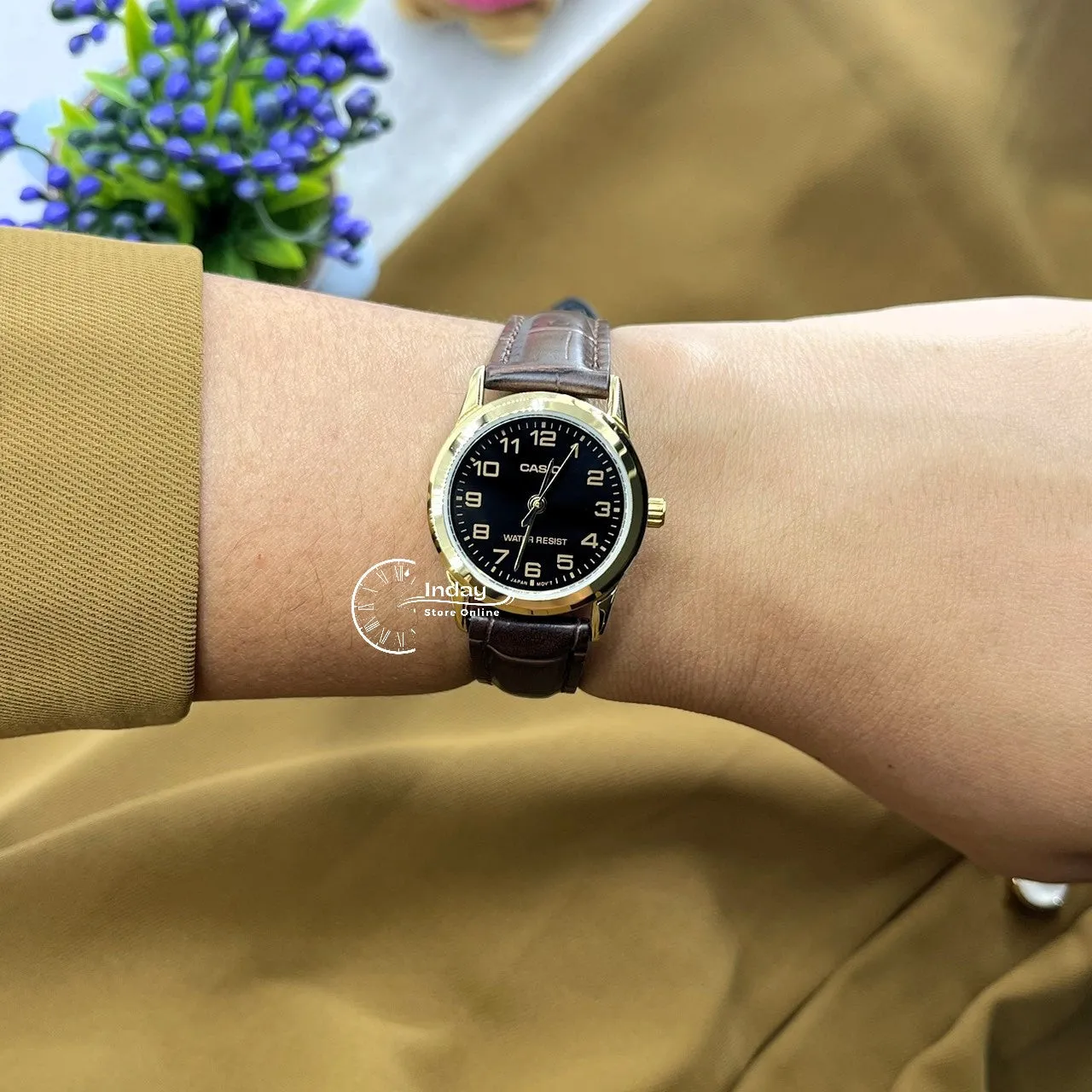 Casio Standard Women's Watch LTP-V001GL-1B Brown Leather Strap