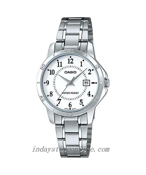 Casio Standard Women's Watch LTP-V004D-7B Silver Stainless Steel Strap Mineral Glass