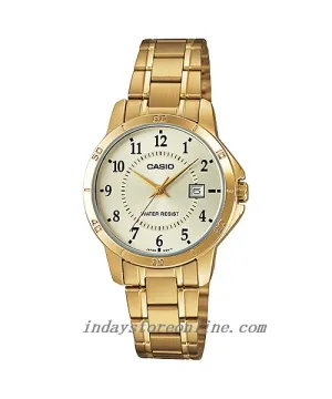 Casio Standard Women's Watch LTP-V004G-9B Gold Plated Stainless Steel Strap Mineral Glass