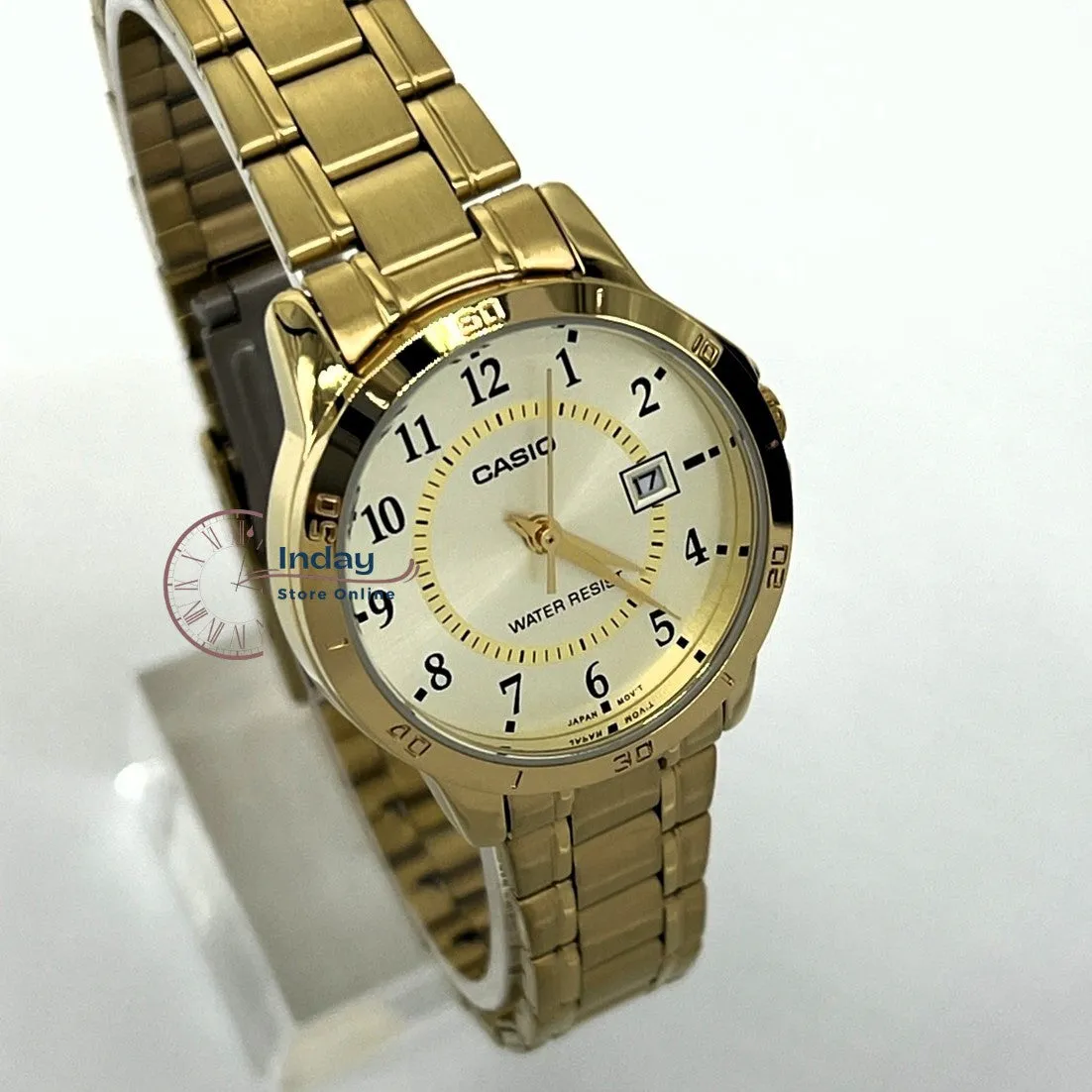 Casio Standard Women's Watch LTP-V004G-9B Gold Plated Stainless Steel Strap Mineral Glass