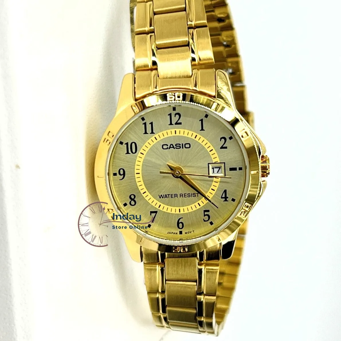 Casio Standard Women's Watch LTP-V004G-9B Gold Plated Stainless Steel Strap Mineral Glass
