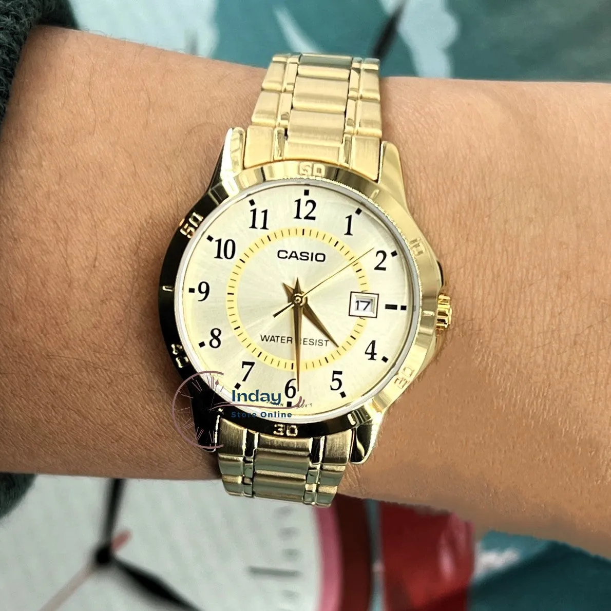 Casio Standard Women's Watch LTP-V004G-9B Gold Plated Stainless Steel Strap Mineral Glass