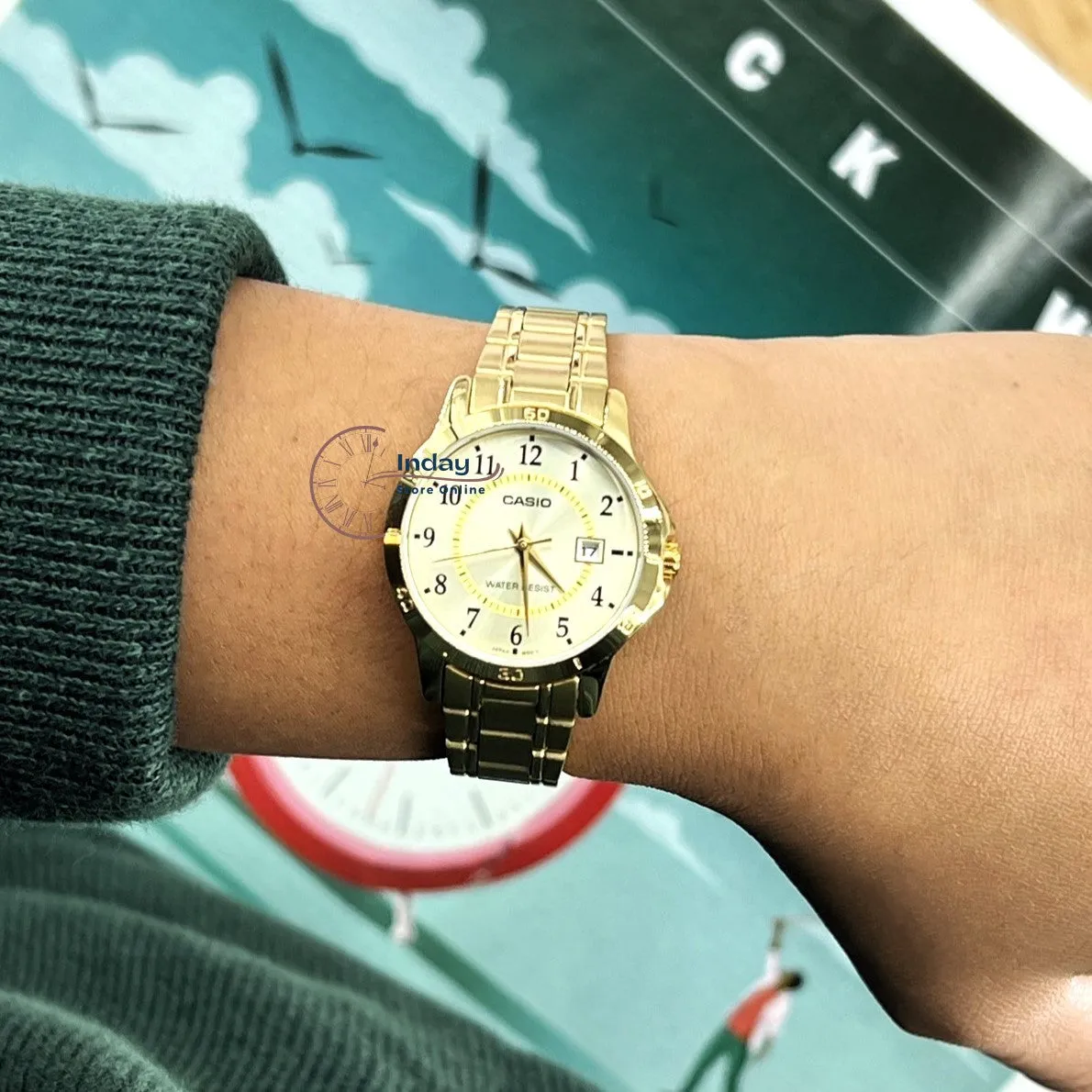 Casio Standard Women's Watch LTP-V004G-9B Gold Plated Stainless Steel Strap Mineral Glass