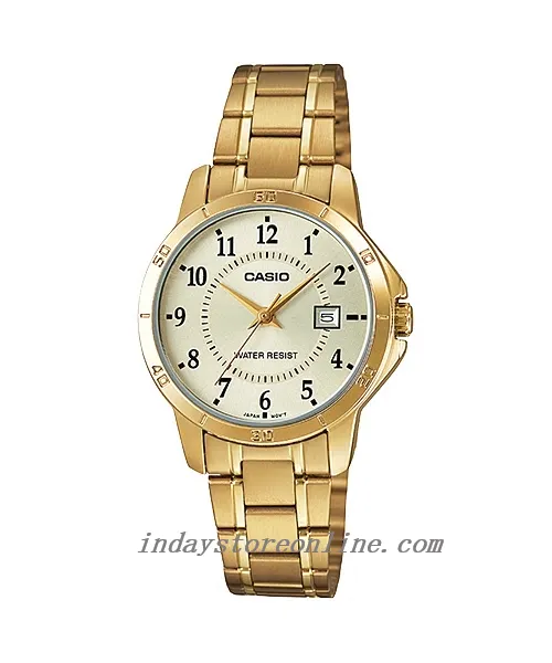 Casio Standard Women's Watch LTP-V004G-9B Gold Plated Stainless Steel Strap Mineral Glass