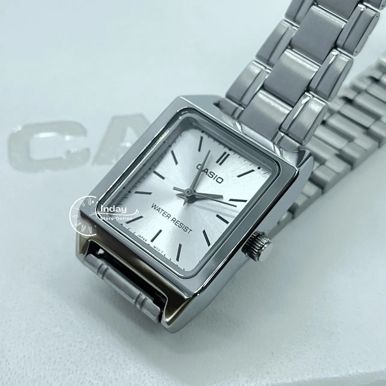 Casio Standard Women's Watch LTP-V007D-7E Square Type Silver Plated Stainless Steel Strap