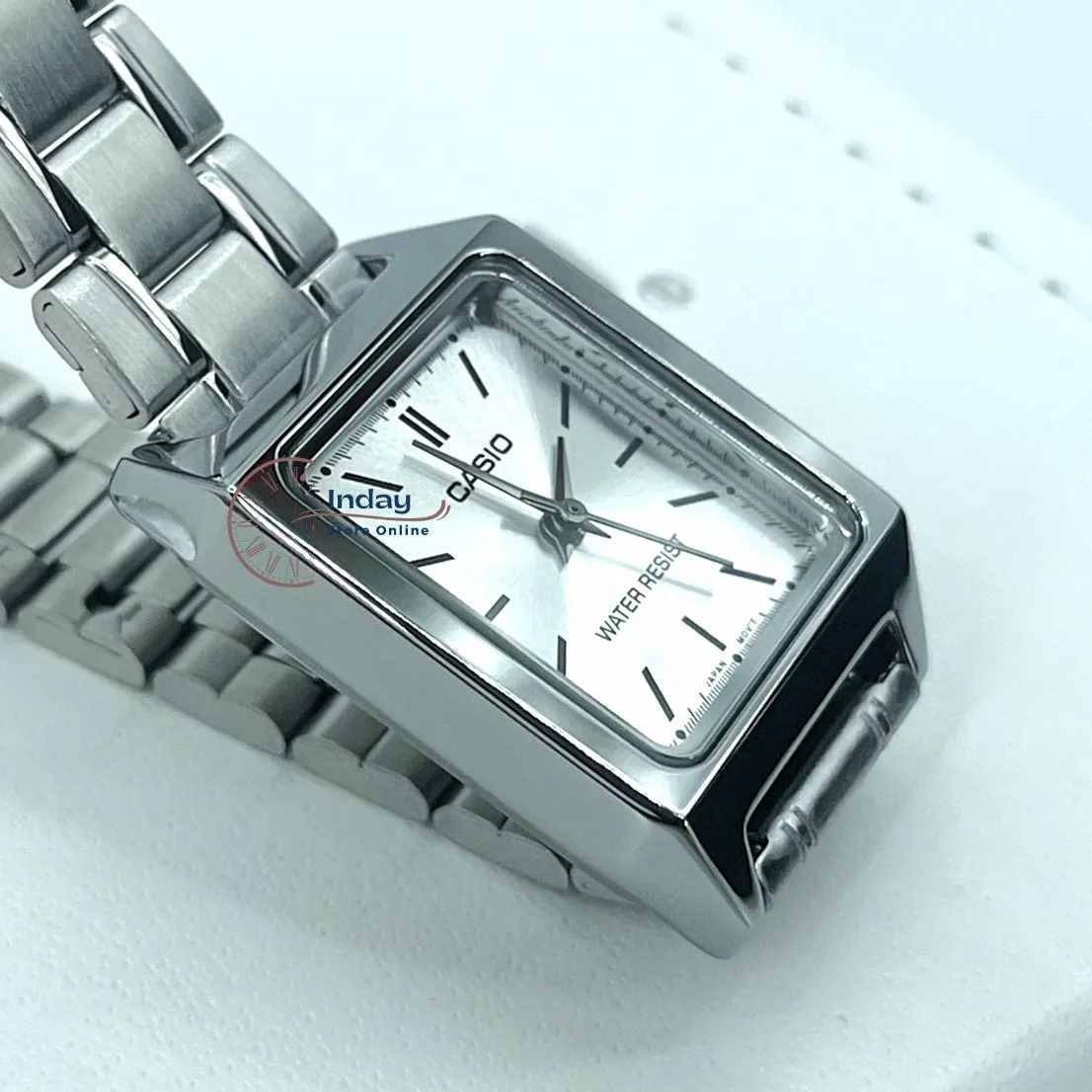 Casio Standard Women's Watch LTP-V007D-7E Square Type Silver Plated Stainless Steel Strap