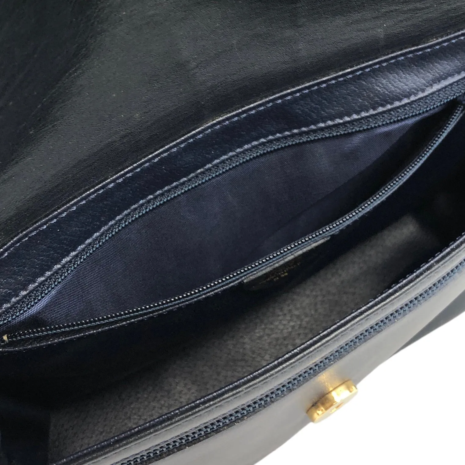 CELINE Gancini Leather Shoulder bag Darknavy Vintage 3r735p