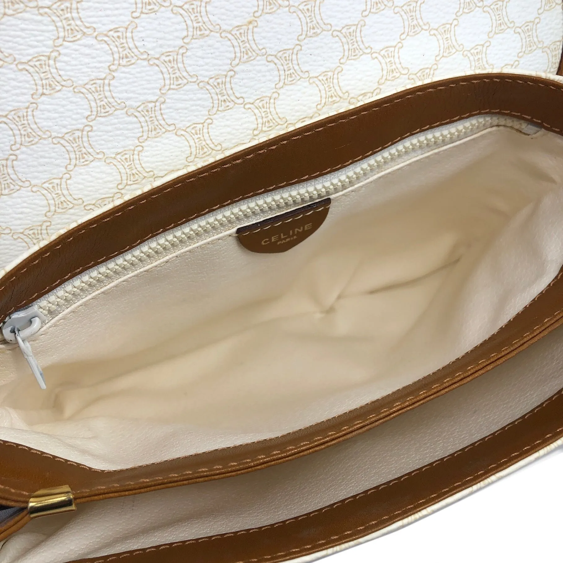 CELINE Macadam Blason Crowwbody Shoulderbag White Vintage Old celine 5mjbeu