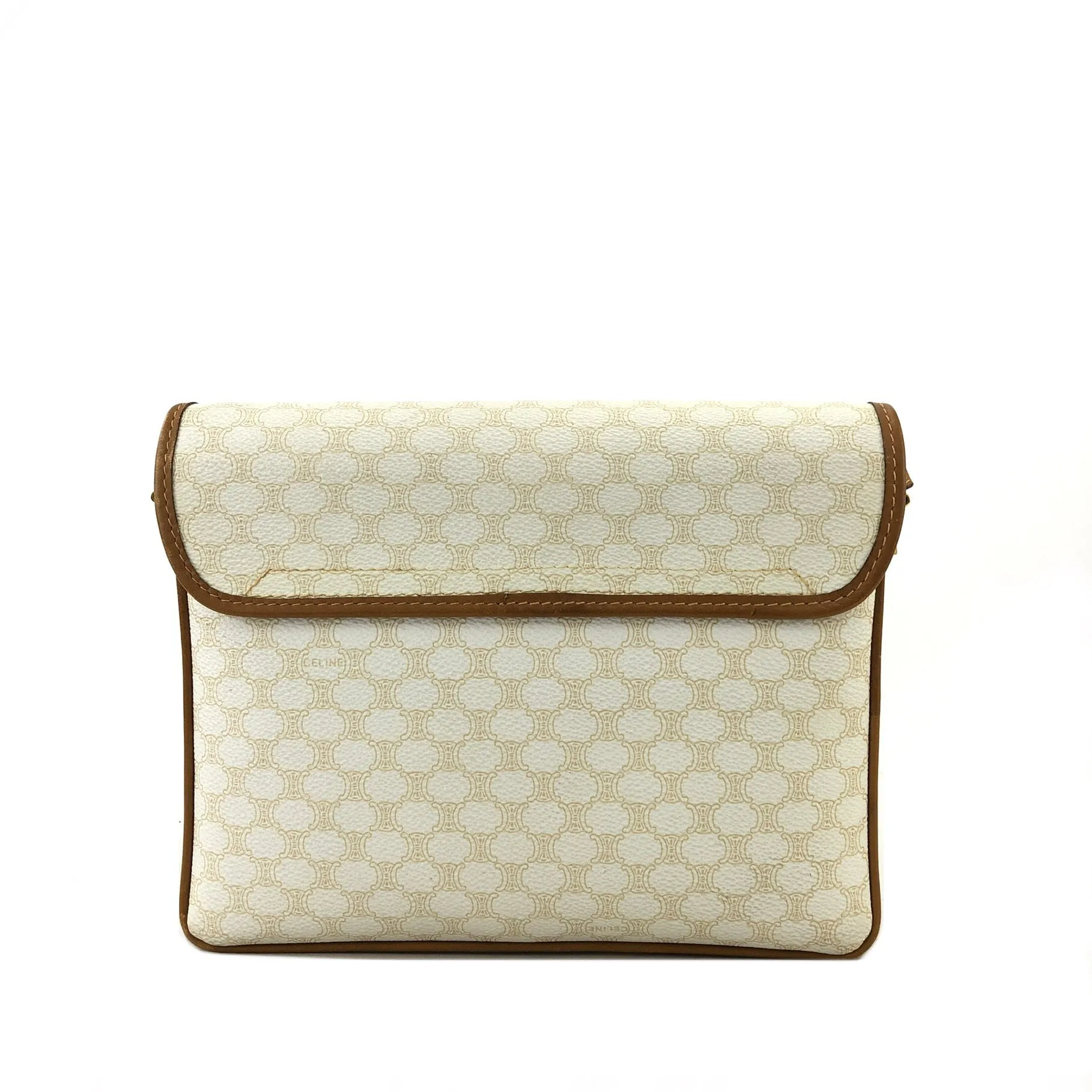 CELINE Macadam Blason Crowwbody Shoulderbag White Vintage Old celine 5mjbeu