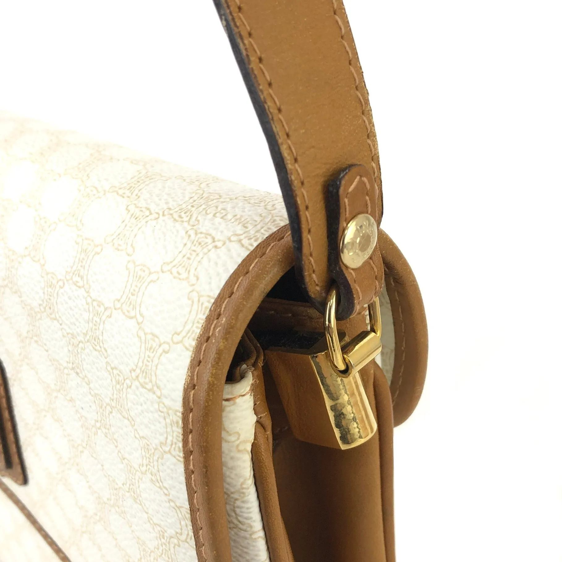 CELINE Macadam Blason Crowwbody Shoulderbag White Vintage Old celine 5mjbeu