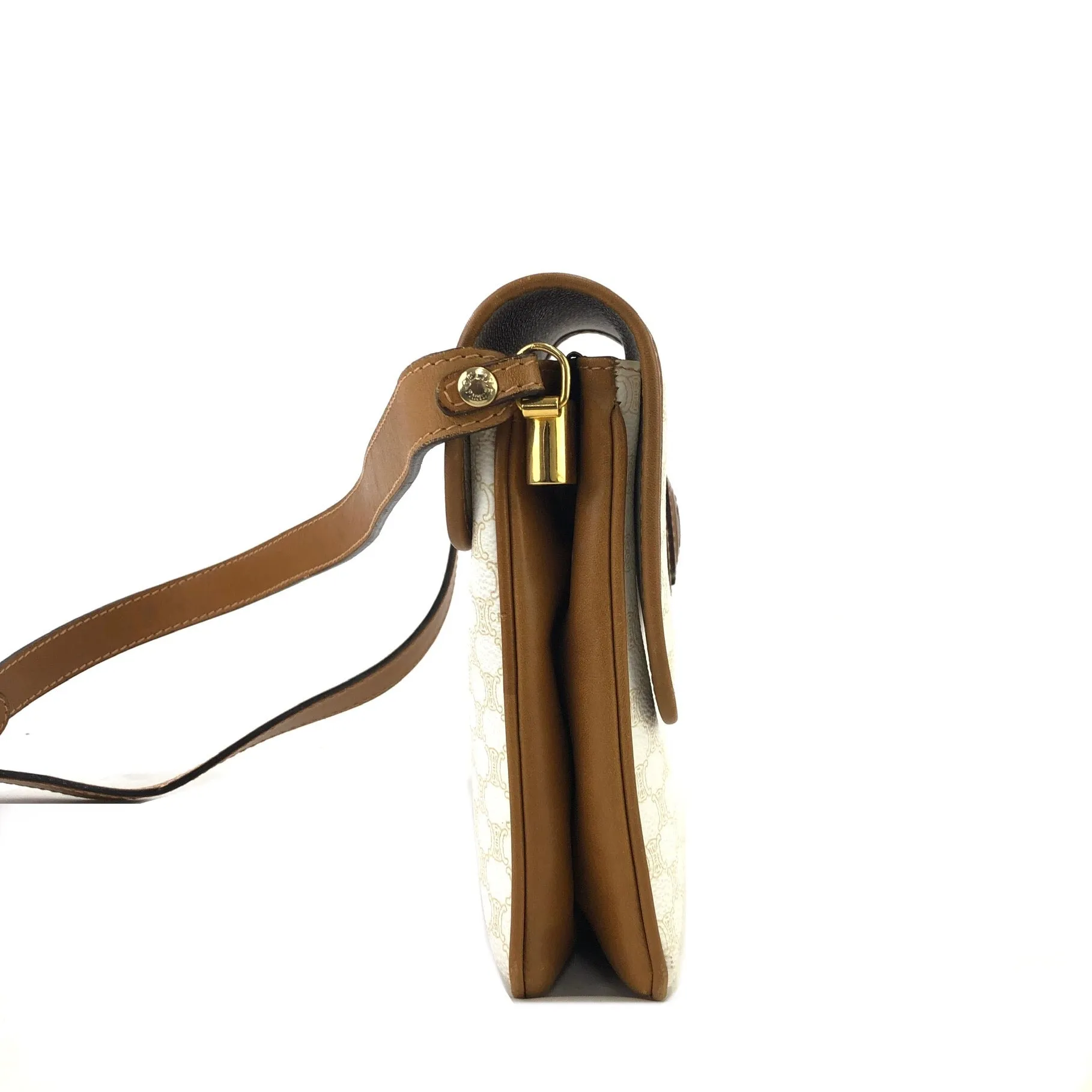 CELINE Macadam Blason Crowwbody Shoulderbag White Vintage Old celine 5mjbeu