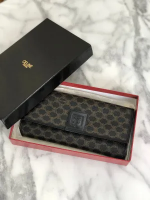 CELINE Macadam Blason Long Wallet Black Vintage 66c45f