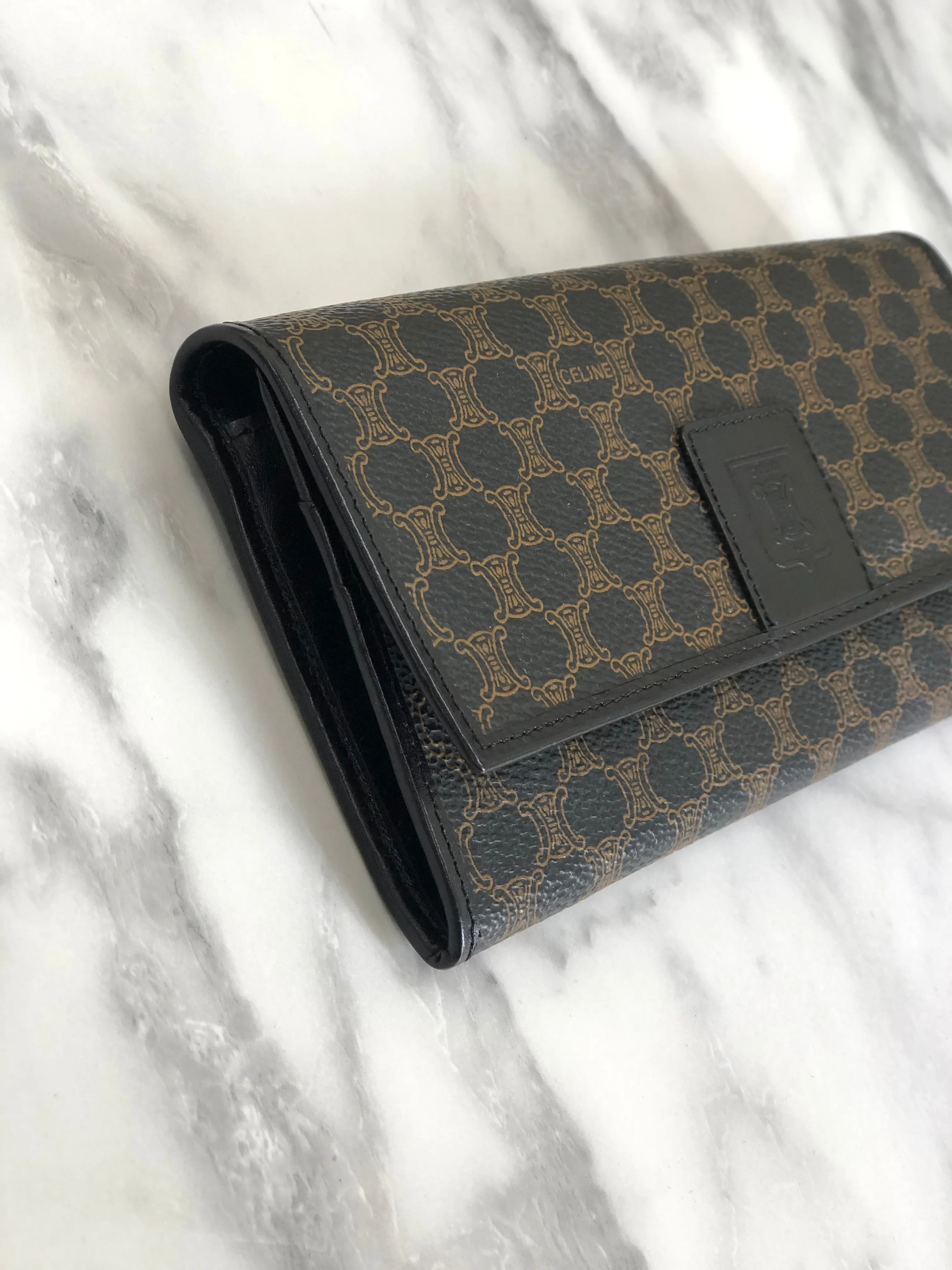 CELINE Macadam Blason Long Wallet Black Vintage 66c45f
