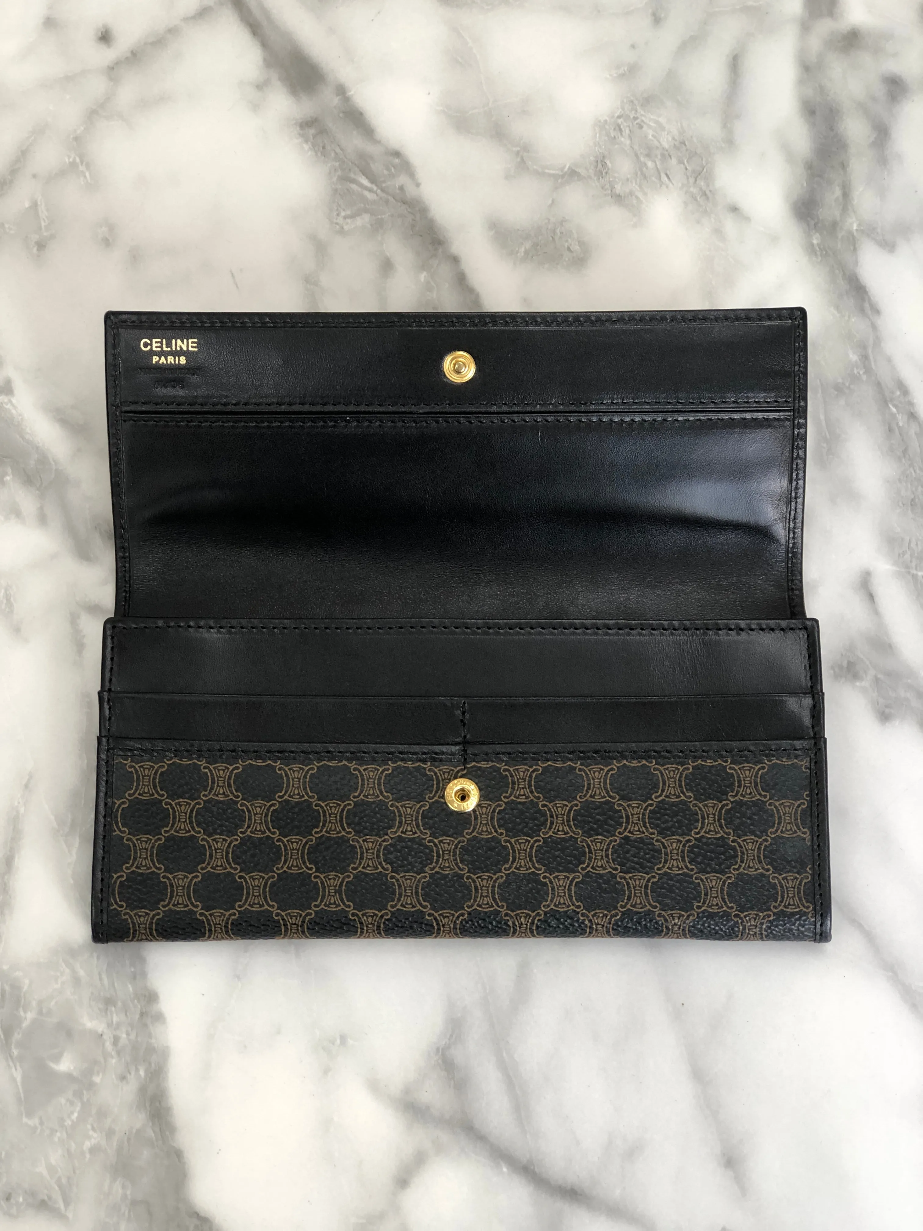CELINE Macadam Blason Long Wallet Black Vintage 66c45f
