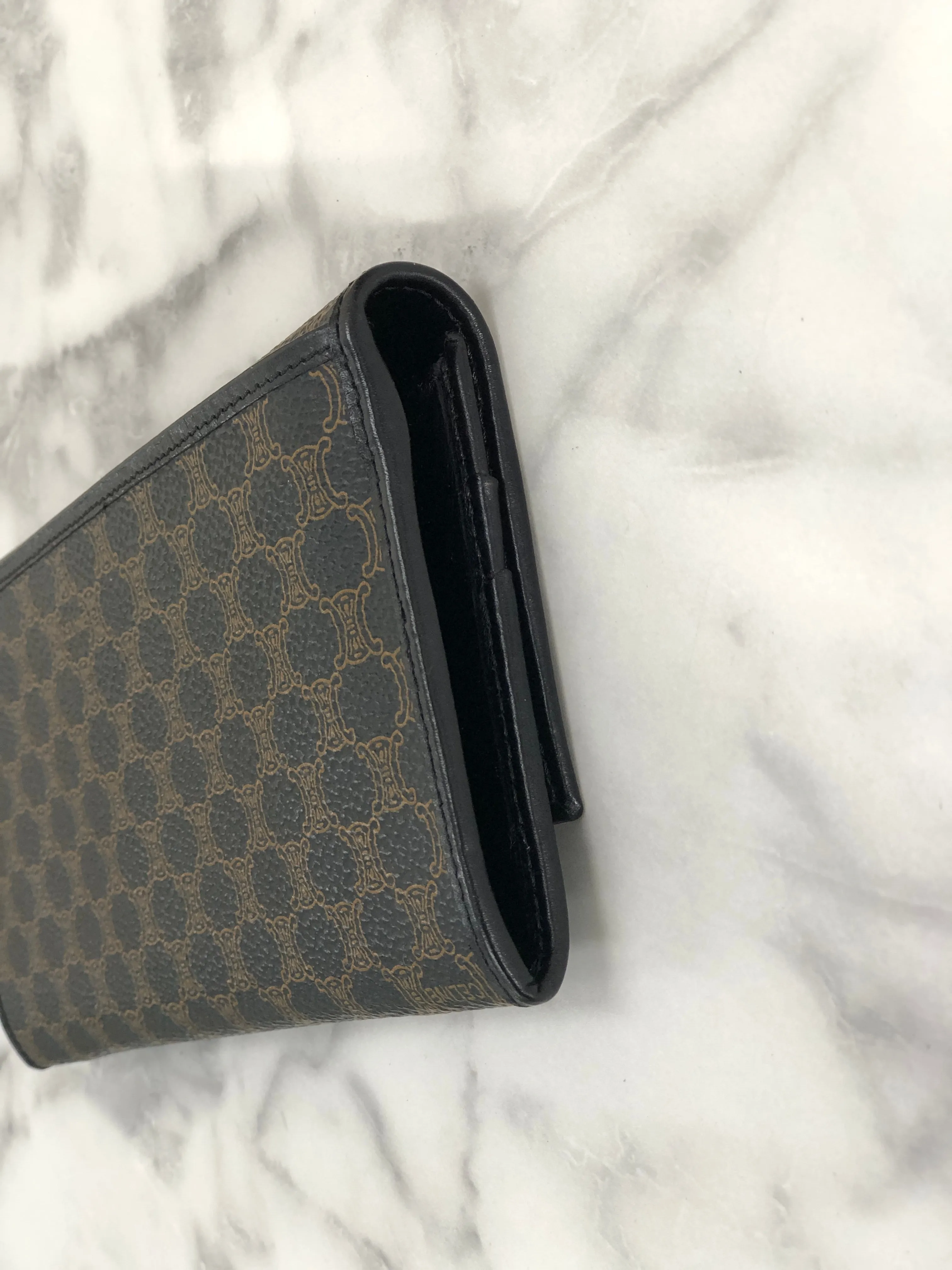 CELINE Macadam Blason Long Wallet Black Vintage 66c45f