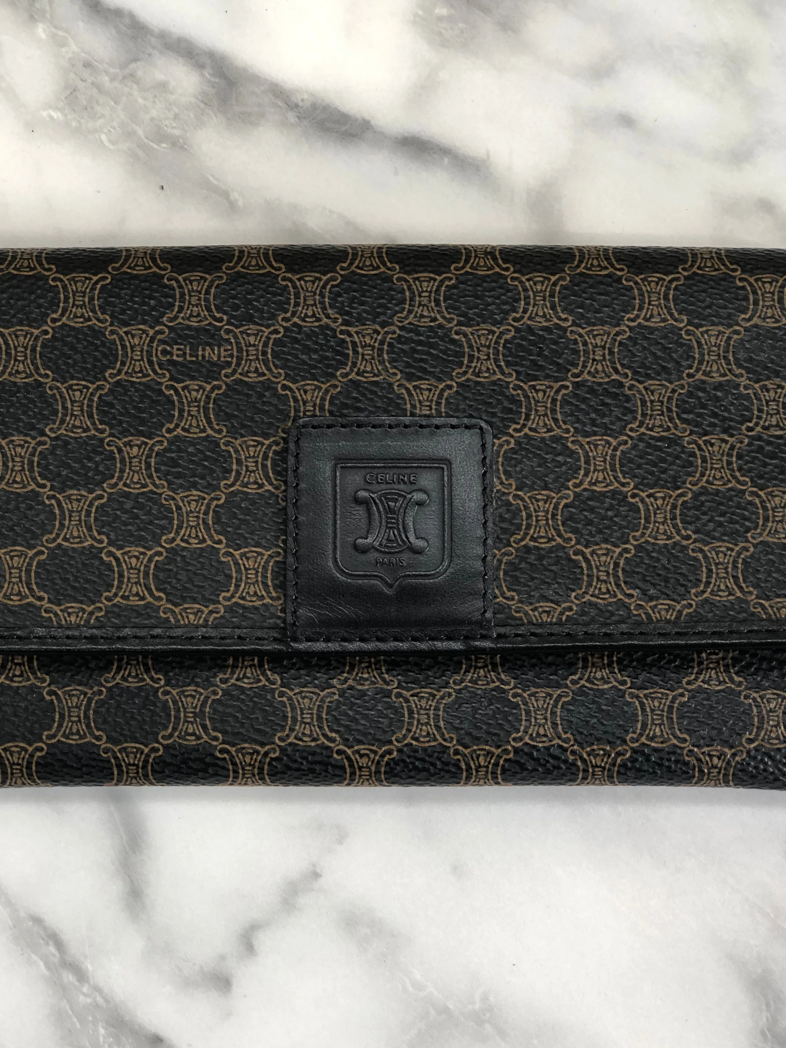 CELINE Macadam Blason Long Wallet Black Vintage 66c45f