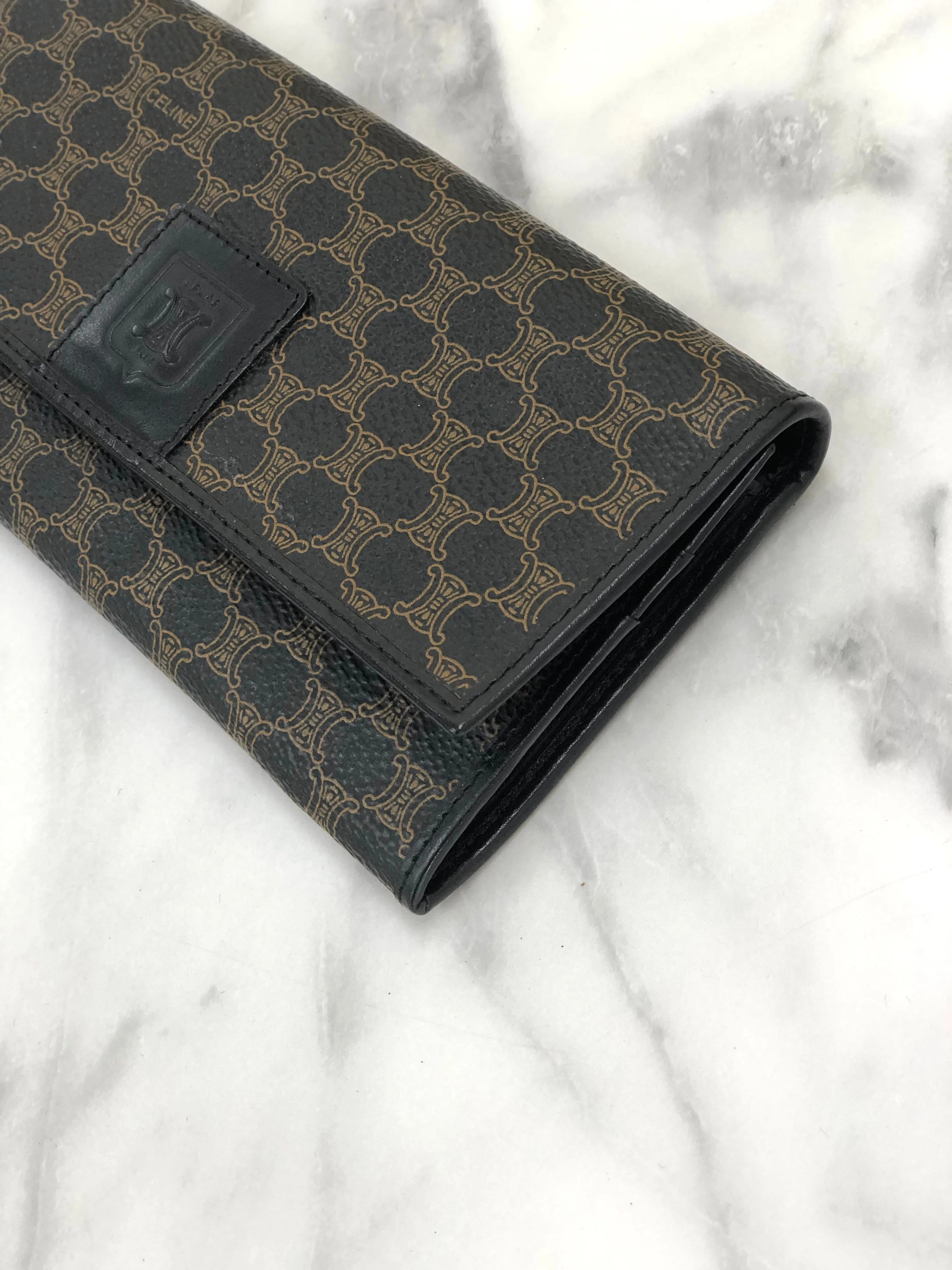 CELINE Macadam Blason Long Wallet Black Vintage 66c45f