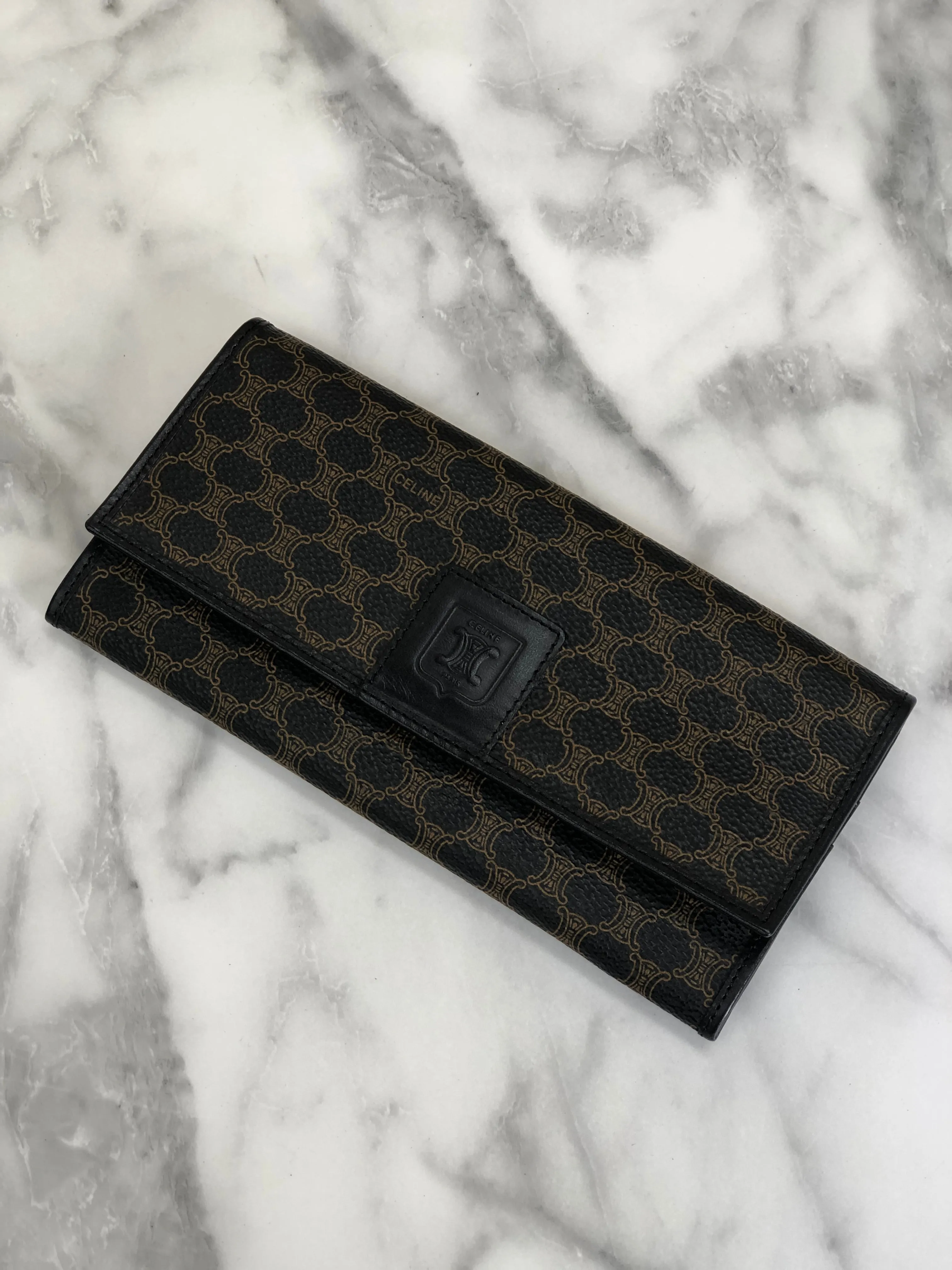 CELINE Macadam Blason Long Wallet Black Vintage 66c45f