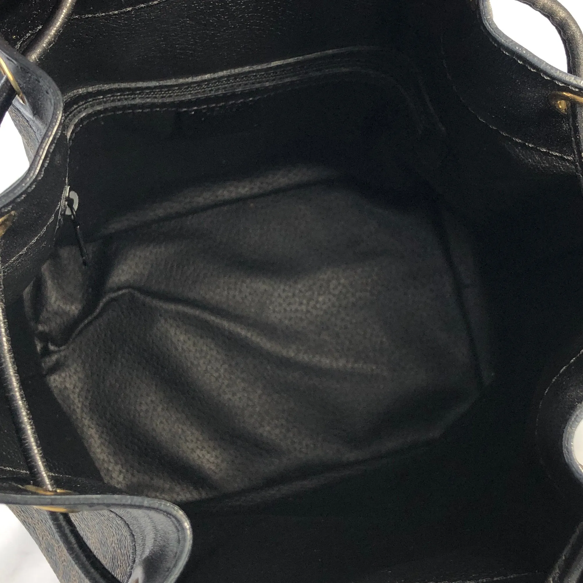 CELINE Macadam Blason Side zipper Drawstring Shoulder bag Black Vintage Old Celine u5gukm